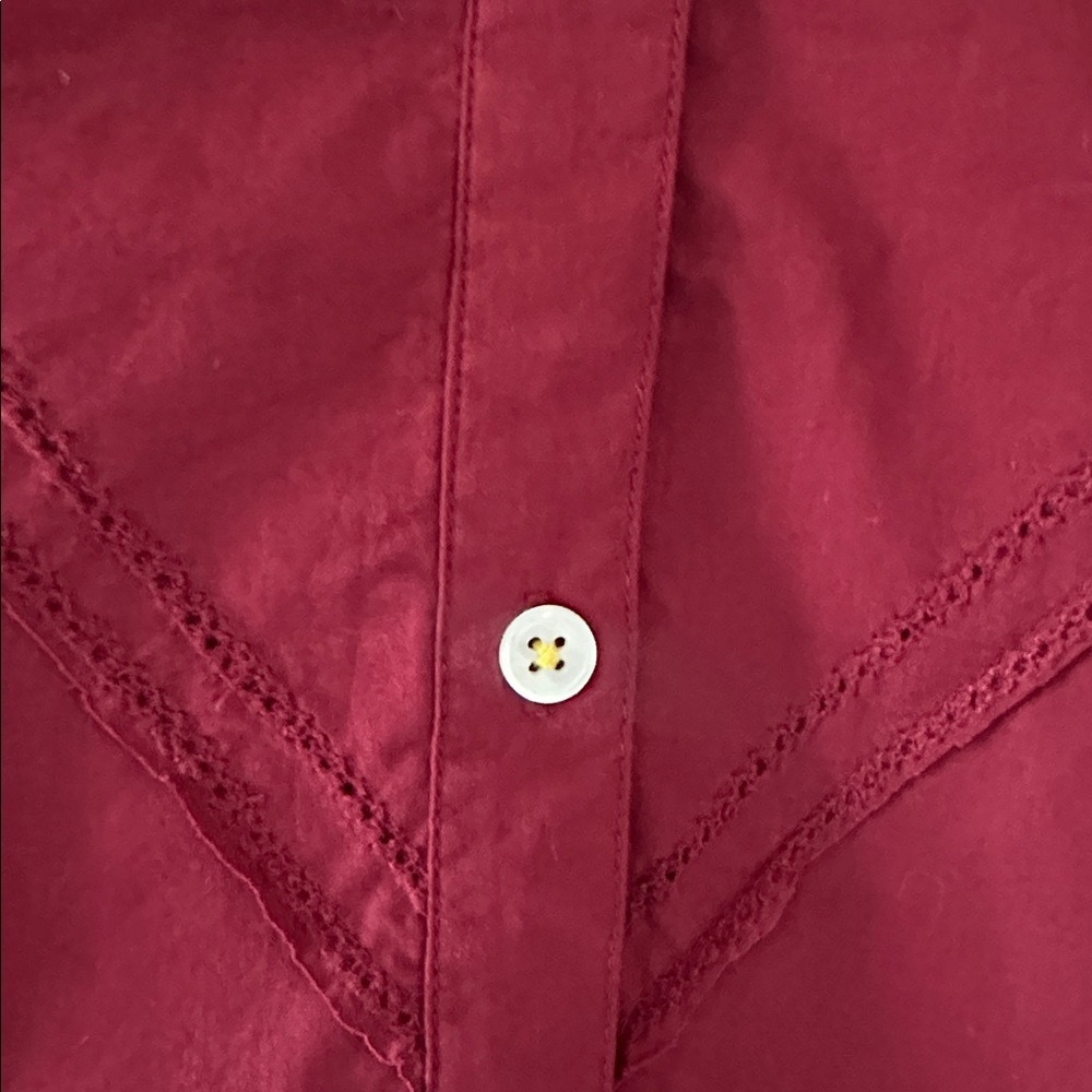 Kerri Rosenthal NWT Mia Button Down Shirt Max Heart Burgundy Sz Small Preppy - Picture 10 of 12